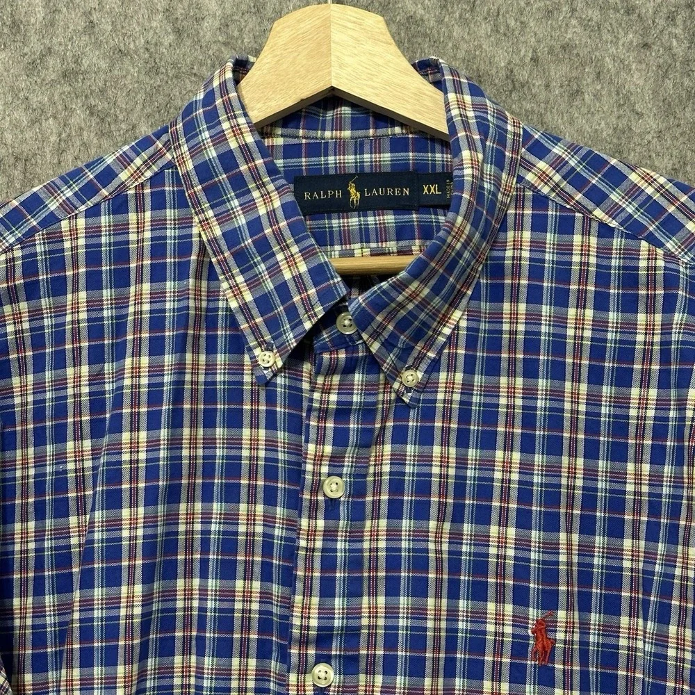 Polo Ralph‎ Lauren Plaid Button Down Shirt Men's XXL Classic Cotton Casual